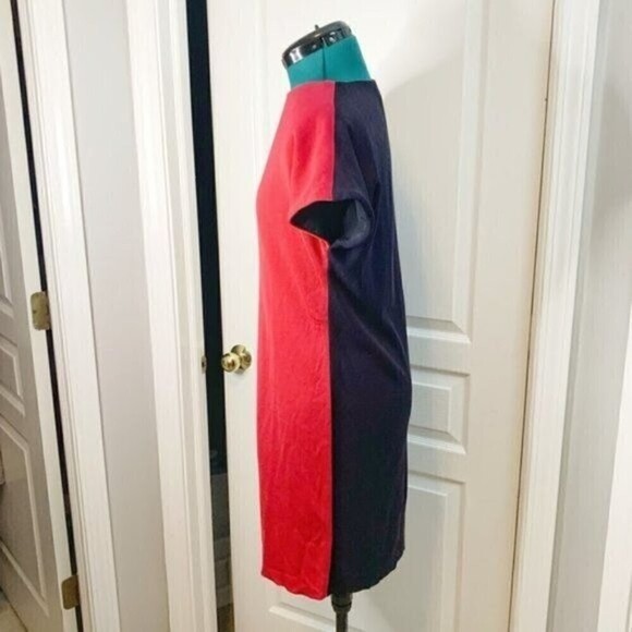 Misook Color Block Short Sleeve Sheath Dolman Casual Career Stretch Knit Dress - Picture 6 of 11